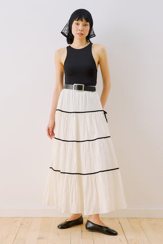 Isabella Striped Skirt Ecru