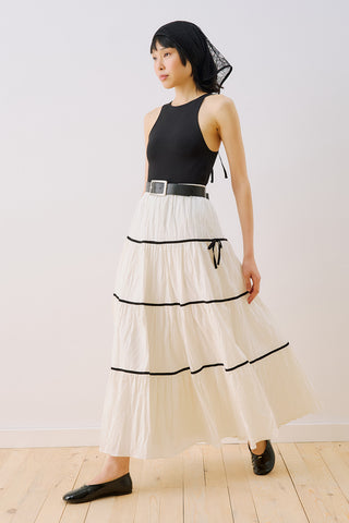 Isabella Striped Skirt Ecru