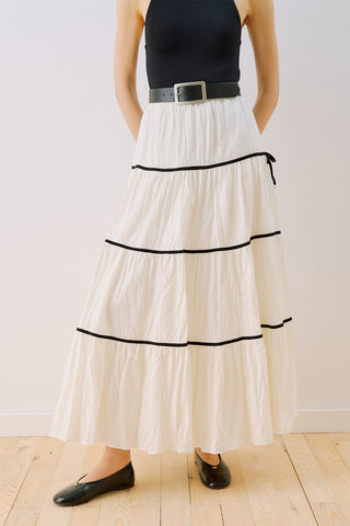 Isabella Striped Skirt Ecru
