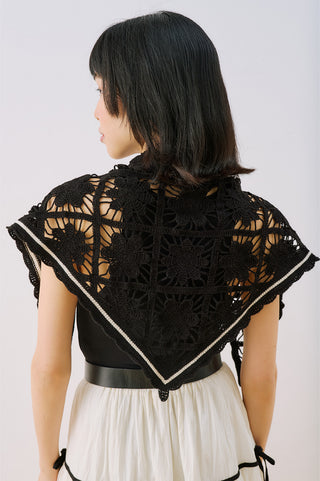 Lace Trim Shawl Black