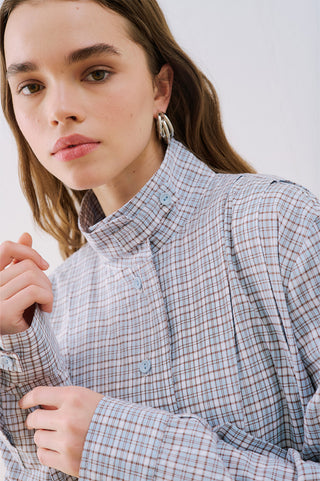 Leni Pleat Detail Shirt Blue