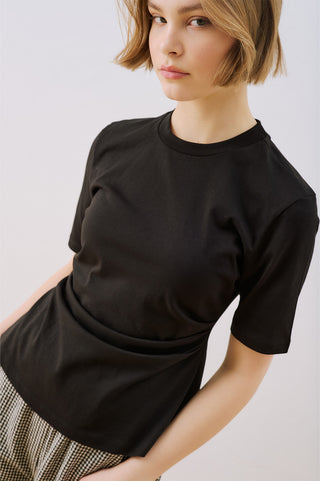T-Shirt With Pleat Detail Black