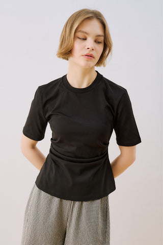 T-Shirt With Pleat Detail Black