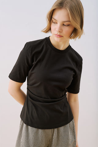 T-Shirt With Pleat Detail Black