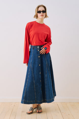 Long Sleeve Embroidered T-Shirt Red