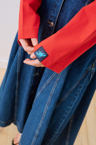 Long Sleeve Embroidered T-Shirt Red