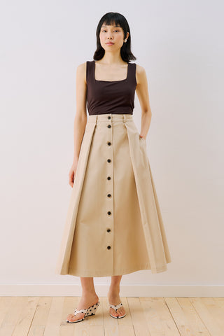 Lula Buttoned Skirt With Pleat Detail Sand
