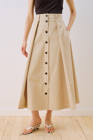 Lula Buttoned Skirt With Pleat Detail Sand