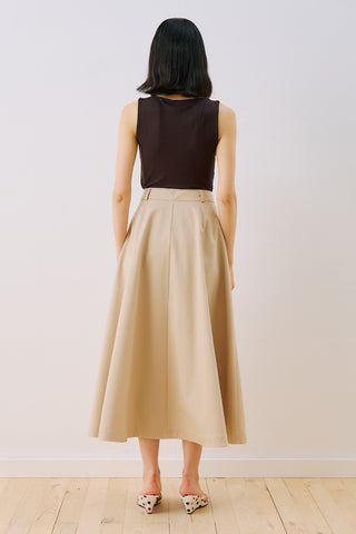 Lula Buttoned Skirt With Pleat Detail Sand