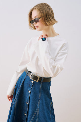 Long Sleeve Embroidered T-Shirt Ecru
