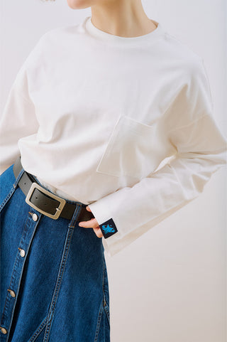 Long Sleeve Embroidered T-Shirt Ecru