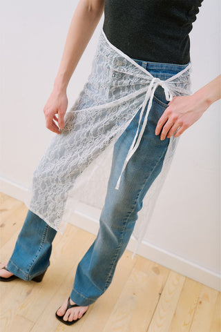 Lace Tie Pareo Ecru