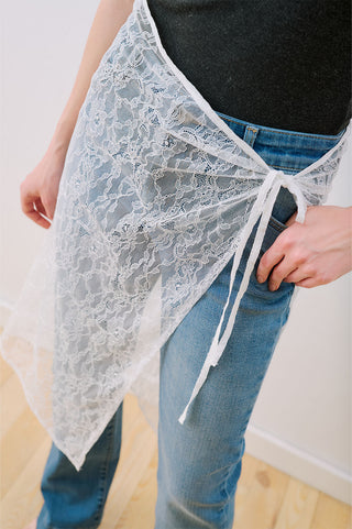 Lace Tie Pareo Ecru