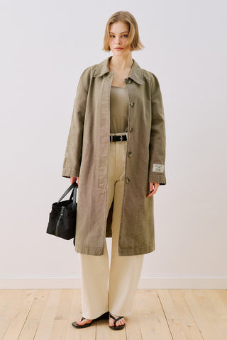 Washed Oversized Trench Coat Khaki
