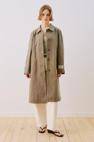 Washed Oversized Trench Coat Khaki