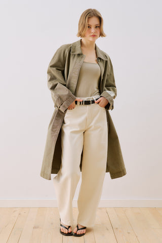 Washed Oversized Trench Coat Khaki