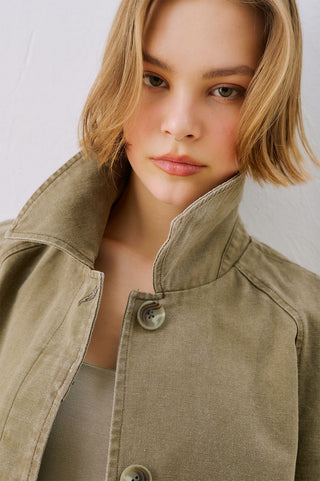 Washed Oversized Trench Coat Khaki