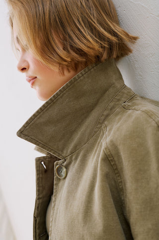 Washed Oversized Trench Coat Khaki