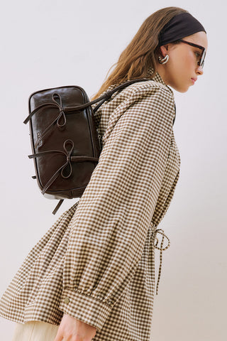 Lola Bow Baguette Bag Brown