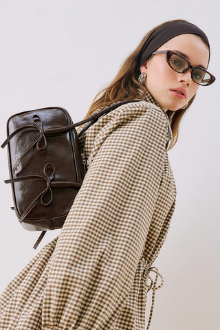 Lola Bow Baguette Bag Brown
