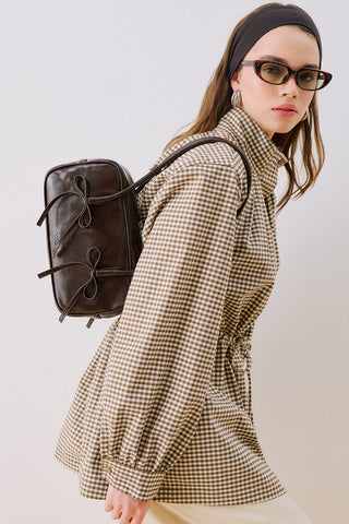 Lola Bow Baguette Bag Brown