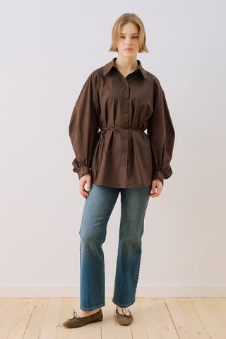 Celia Wide Sleeve Shirt Brown