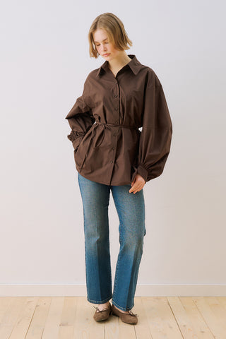 Celia Wide Sleeve Shirt Brown