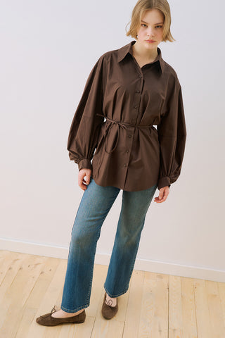 Celia Wide Sleeve Shirt Brown