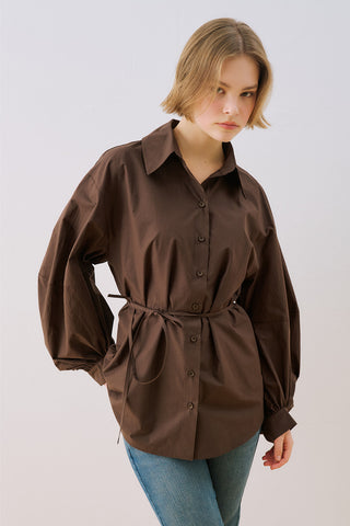 Celia Wide Sleeve Shirt Brown