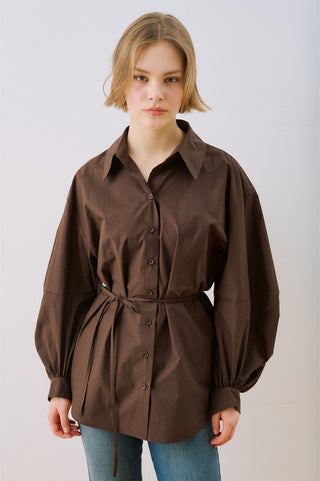 Celia Wide Sleeve Shirt Brown