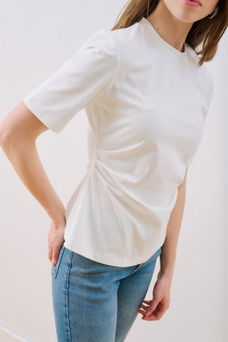 T-Shirt With Pleat Detail Ecru