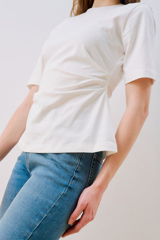 T-Shirt With Pleat Detail Ecru