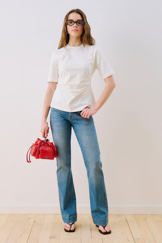 T-Shirt With Pleat Detail Ecru