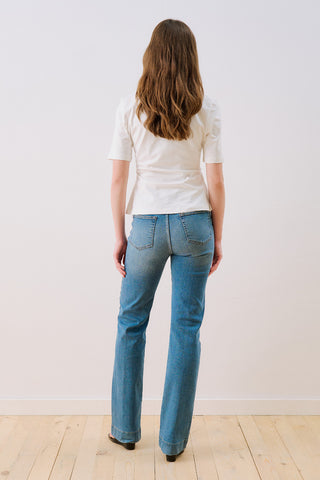 T-Shirt With Pleat Detail Ecru