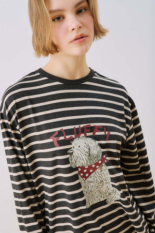 Oversized Striped T-Shirt Anthracite