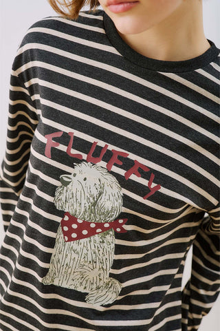 Oversized Striped T-Shirt Anthracite