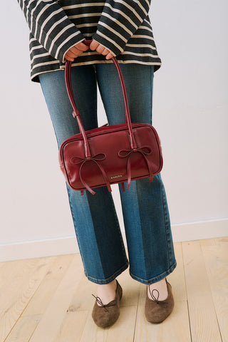Lola Bow Baguette Bag Burgundy