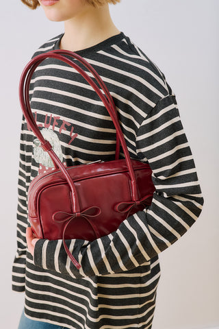 Lola Bow Baguette Bag Burgundy