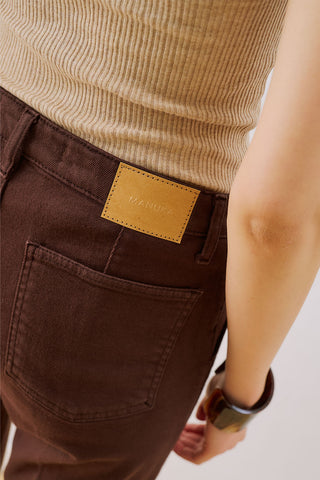 Mid Rise Flared Jeans Brown