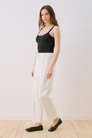 Cropped Straight Trousers White