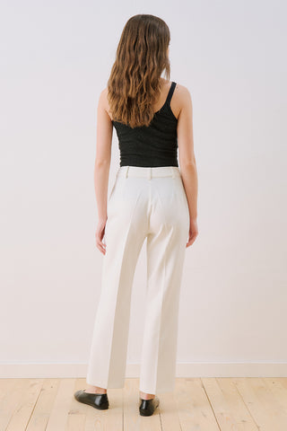 Cropped Straight Trousers White