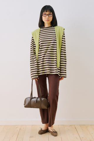 Striped T-Shirt With Scarf Detail Dark Brown