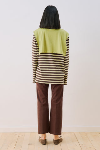 Striped T-Shirt With Scarf Detail Dark Brown