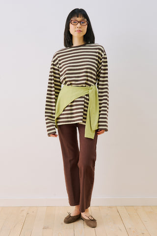 Striped T-Shirt With Scarf Detail Dark Brown
