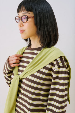 Striped T-Shirt With Scarf Detail Dark Brown