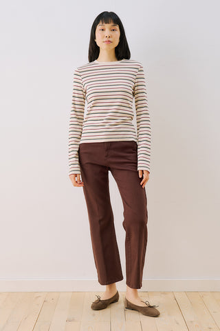 Long Sleeve Striped Bodysuit Burgundy