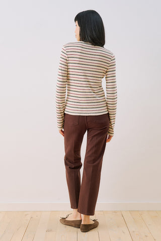 Long Sleeve Striped Bodysuit Burgundy