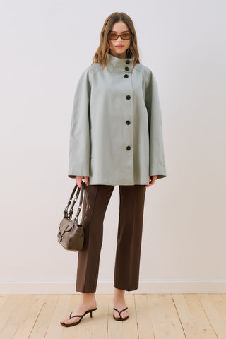 Henna High Neck Trench Coat Blue