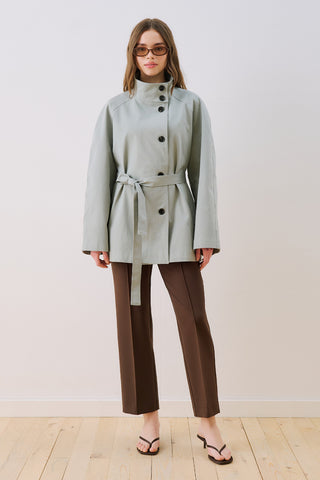 Henna High Neck Trench Coat Blue
