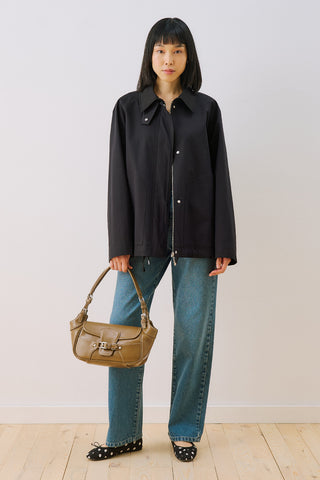 Time Contrast Collar Jacket Black